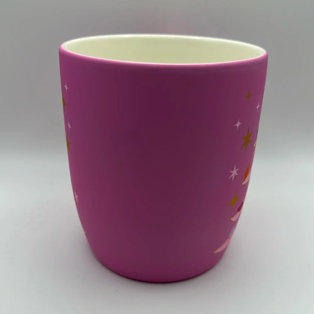 Hot‎ Pink Christmas Tree Soft Matte Touch Coffee Tea Mug NWT